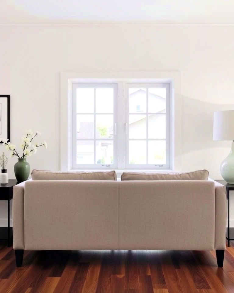 functional slim console table - 20 Couch in Front of Window Ideas