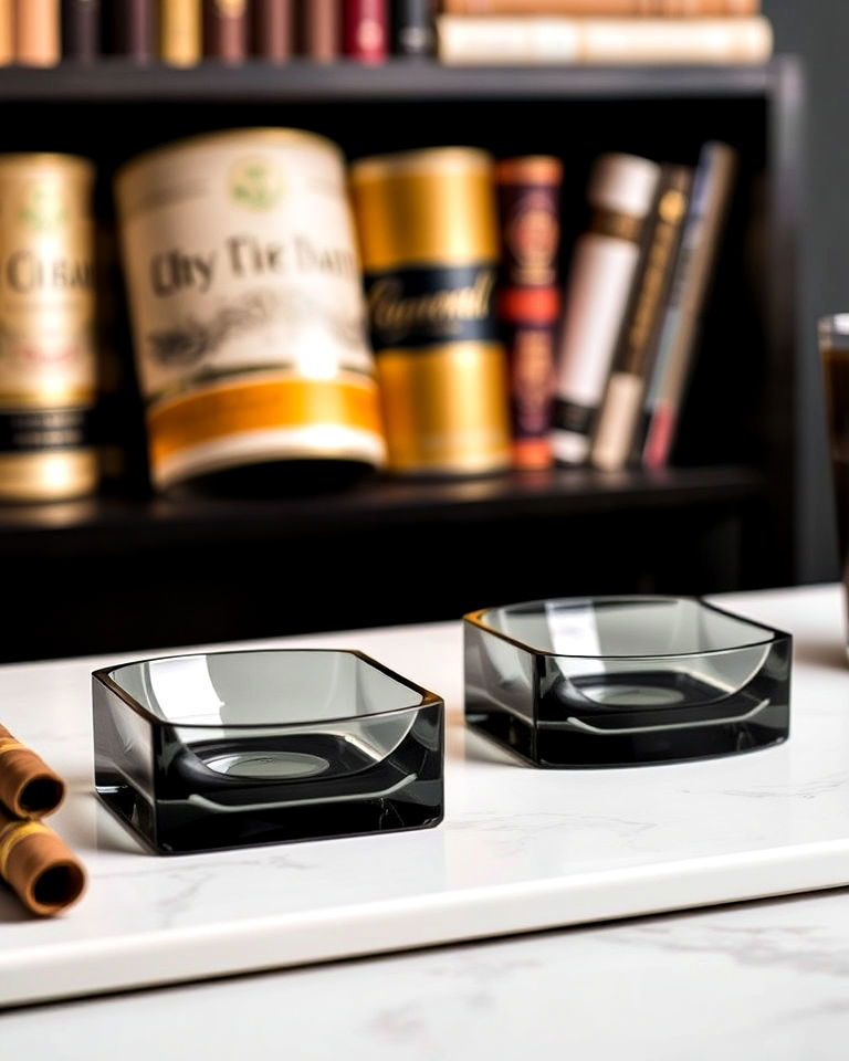 functional smoky glass ashtrays - 20 Cigar Room Ideas