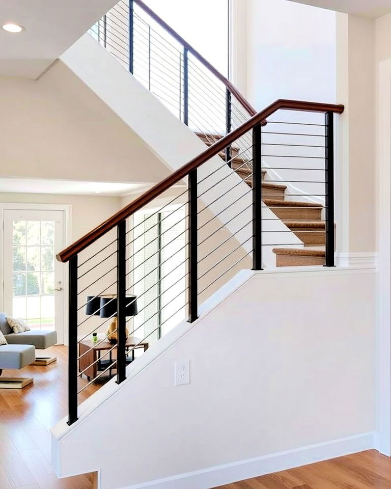 functional staircase half wall with railings - 30 Half Wall Ideas