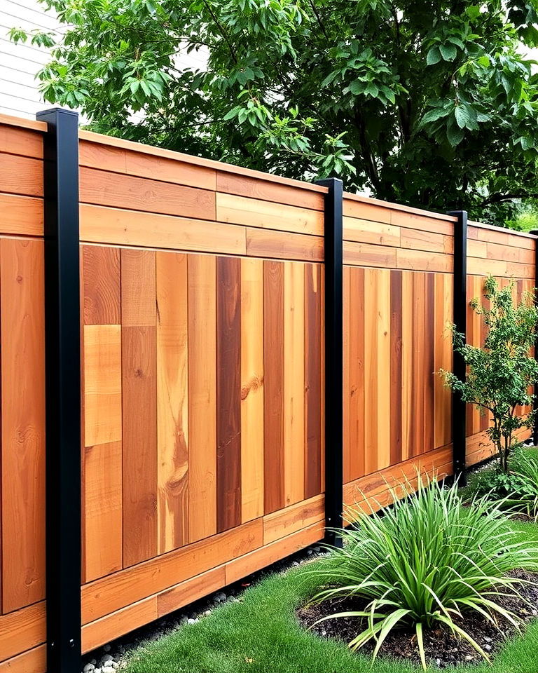 functional wood and metal privacy screens - 25 Metal and Wood Fence