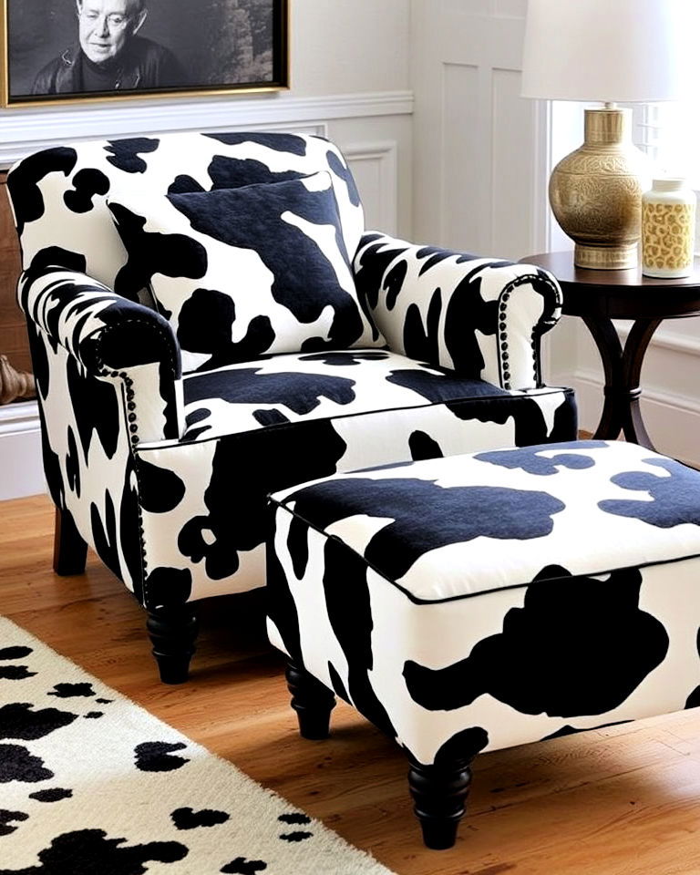 furniture with cow print upholstery - 15 Cow Print Room Decor Ideas