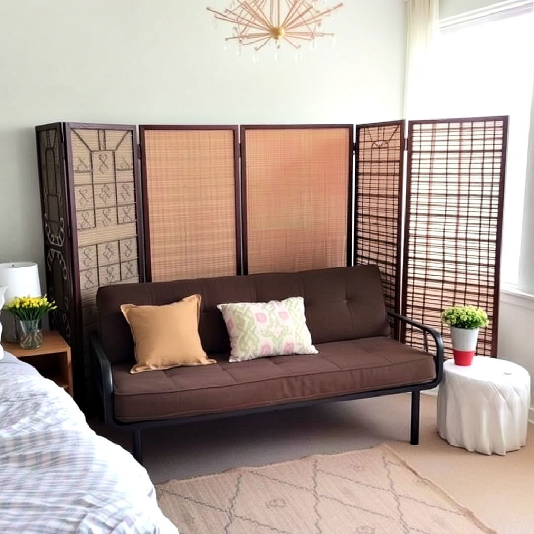 futon with decorative divider for bedroom - 15 Futon Bedroom Ideas