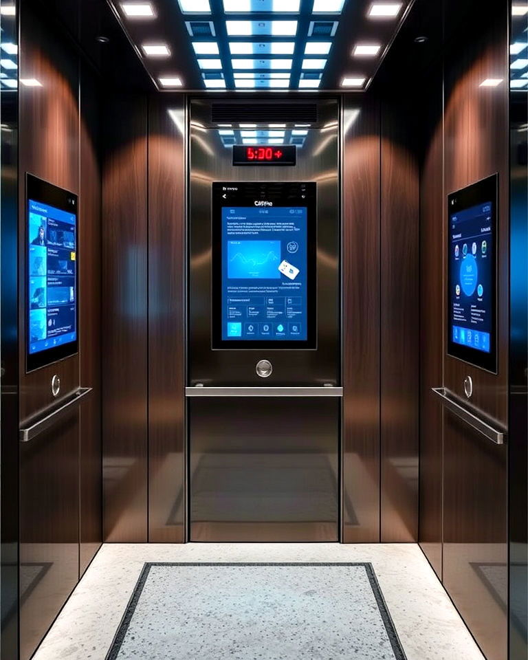 futuristic interactive touchscreen - 25 Elevator Design Ideas