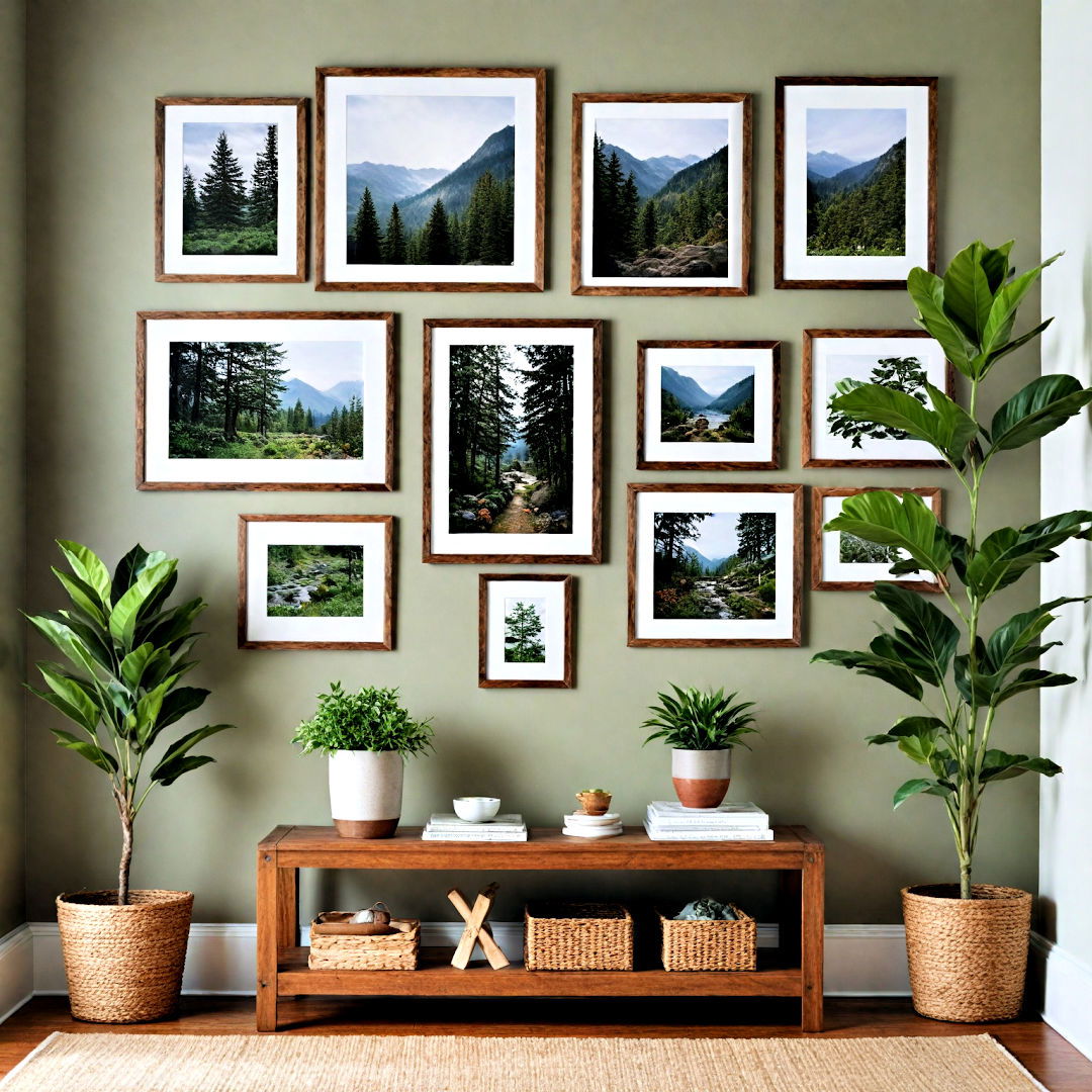 gallery wall with natural elements idea - 40 Gallery Wall Ideas