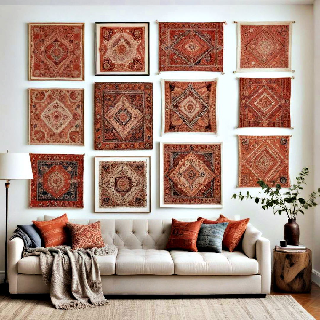 gallery wall with textiles decor - 40 Gallery Wall Ideas