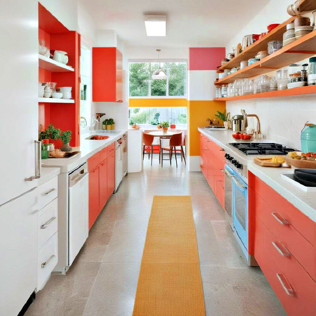 galley kitchen with different colors - 40 Galley Kitchen Ideas