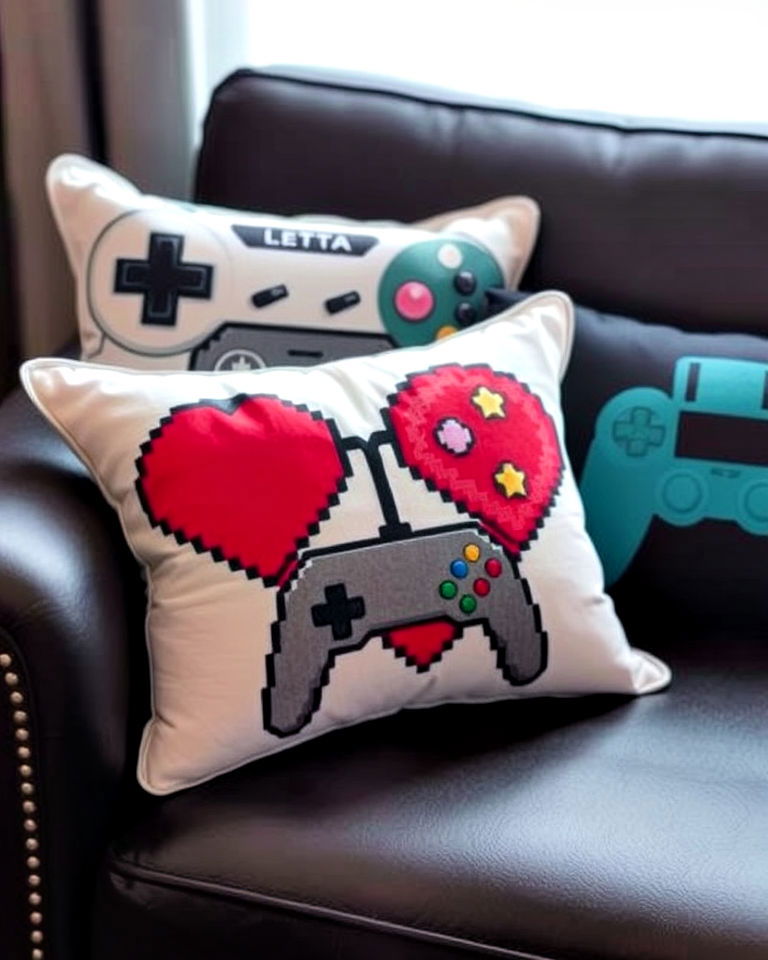gaming themed throw pillow ideas - 20 Gamer Girl Room Ideas