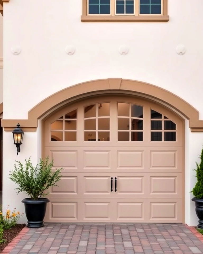 garage door with an arched top trim - 20 Exterior Garage Door Trim Ideas