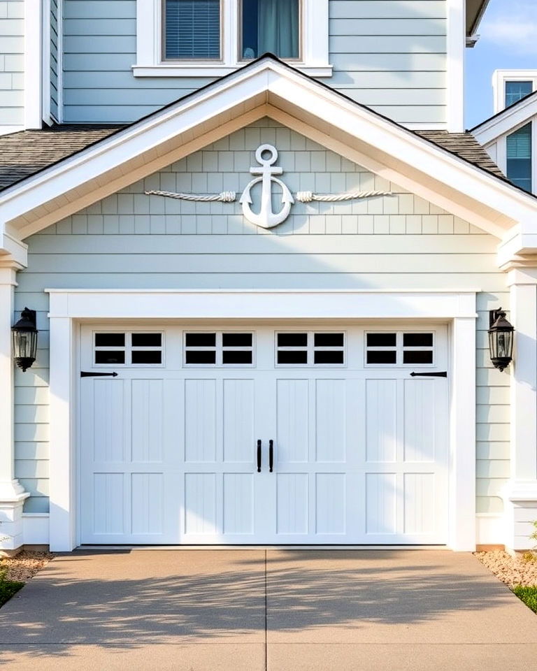 garage door with coastal inspired trim - 20 Exterior Garage Door Trim Ideas