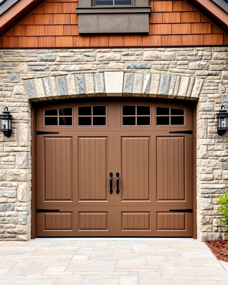 garage door with stone veneer trim - 20 Exterior Garage Door Trim Ideas