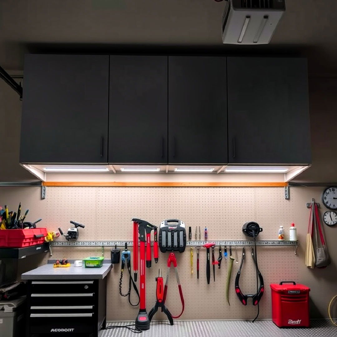 garage with under cabinet lighting - 15 Garage Lighting Ideas