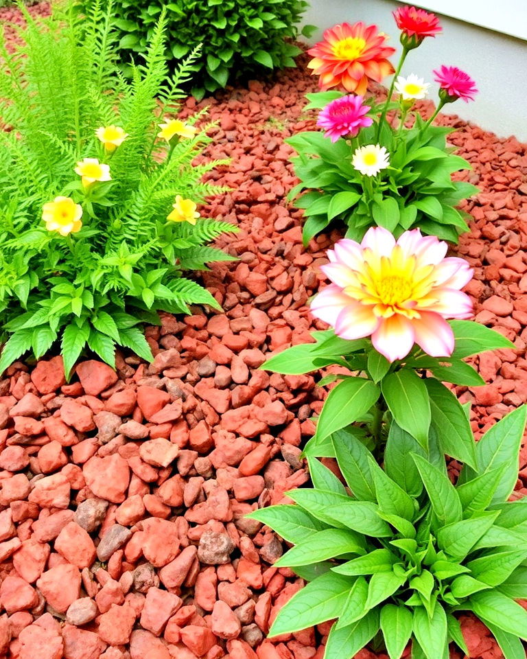 garden beds with red lava rock mulch - 20 Red Lava Rock Landscaping Ideas