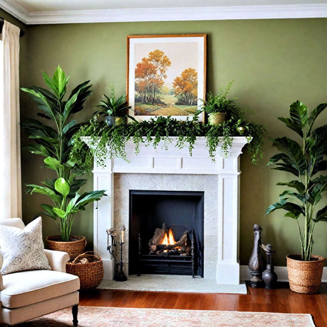 garden inspired mantel for nature lovers - 40 Mantel Decor Ideas