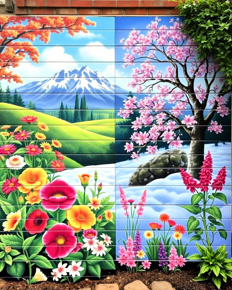 garden mural with seasonal changes - 30 Garden Mural Ideas