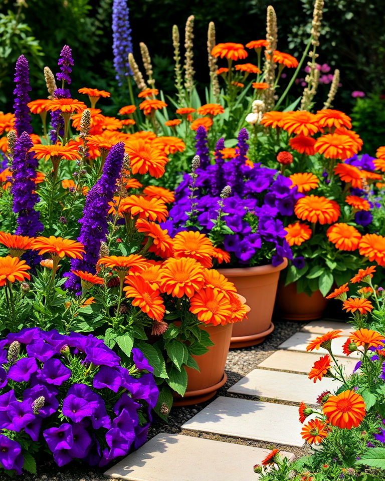 garden palette with bold orange and purple color - 30 Garden Colour Schemes