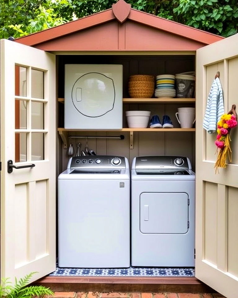 garden shed as compact laundry room - 30 Outdoor Laundry Room Ideas