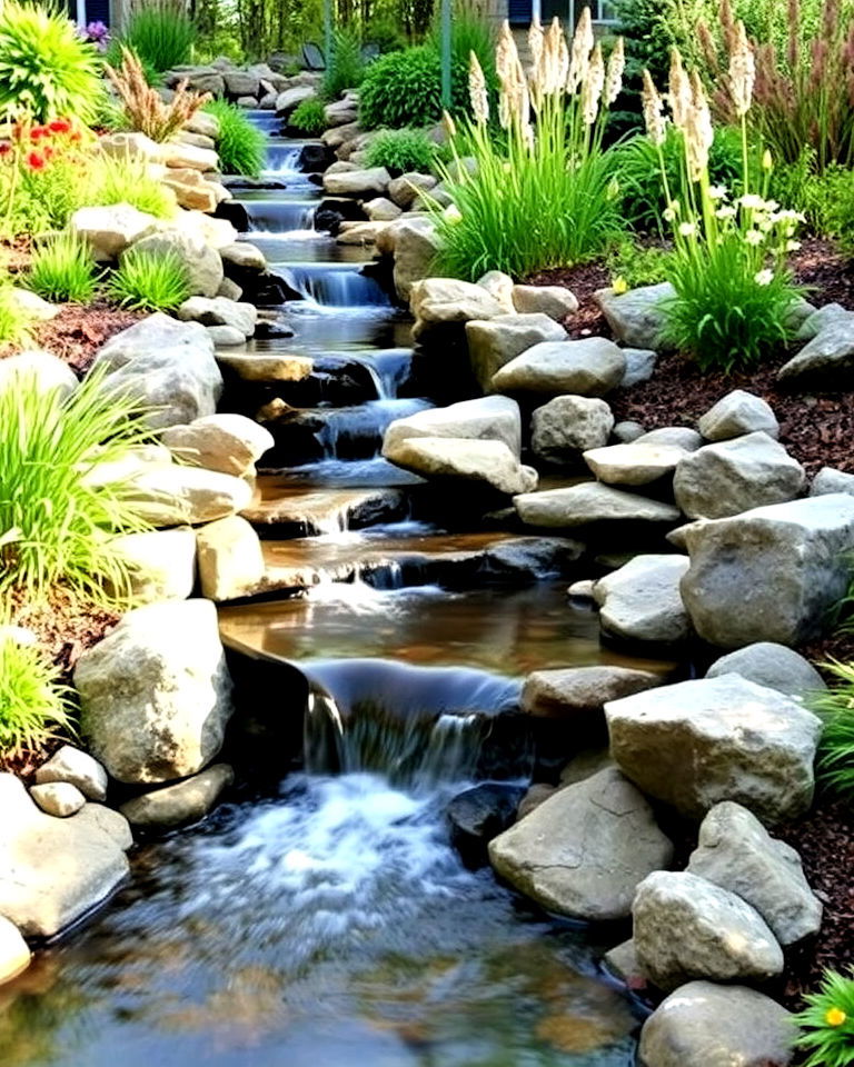 garden stream waterfall landscape - 25 Waterfall Design Ideas