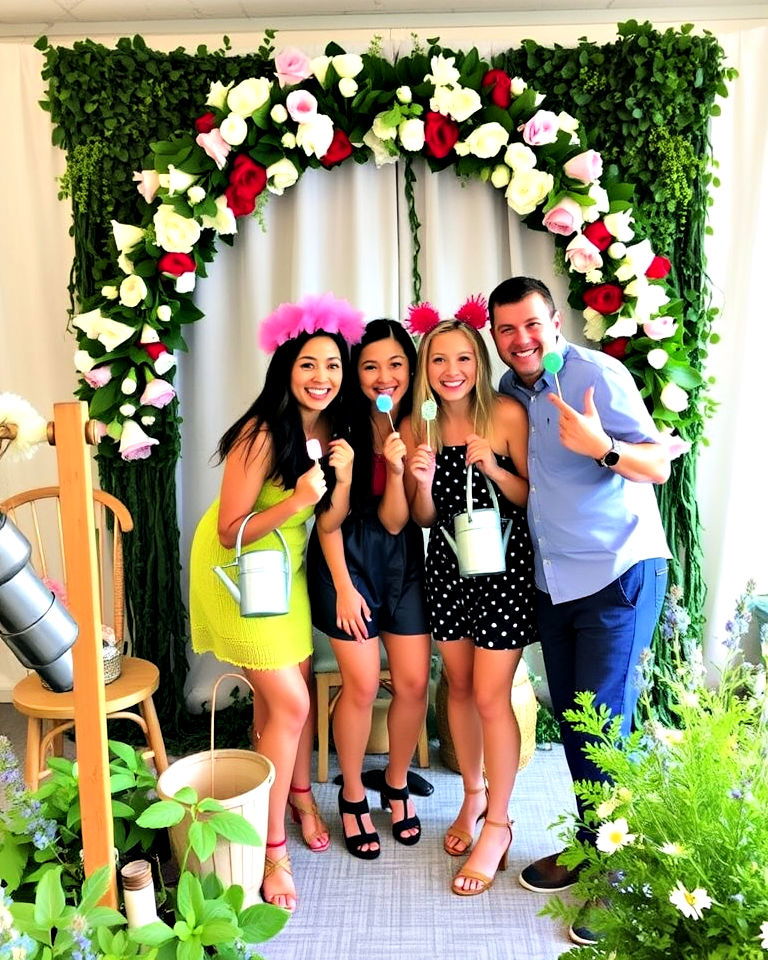 garden themed photo booth setup - 30 Garden Party Ideas