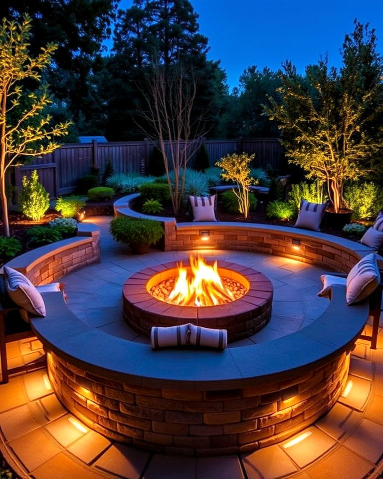 garden with fire pit lighting - 40 Garden Lighting Ideas