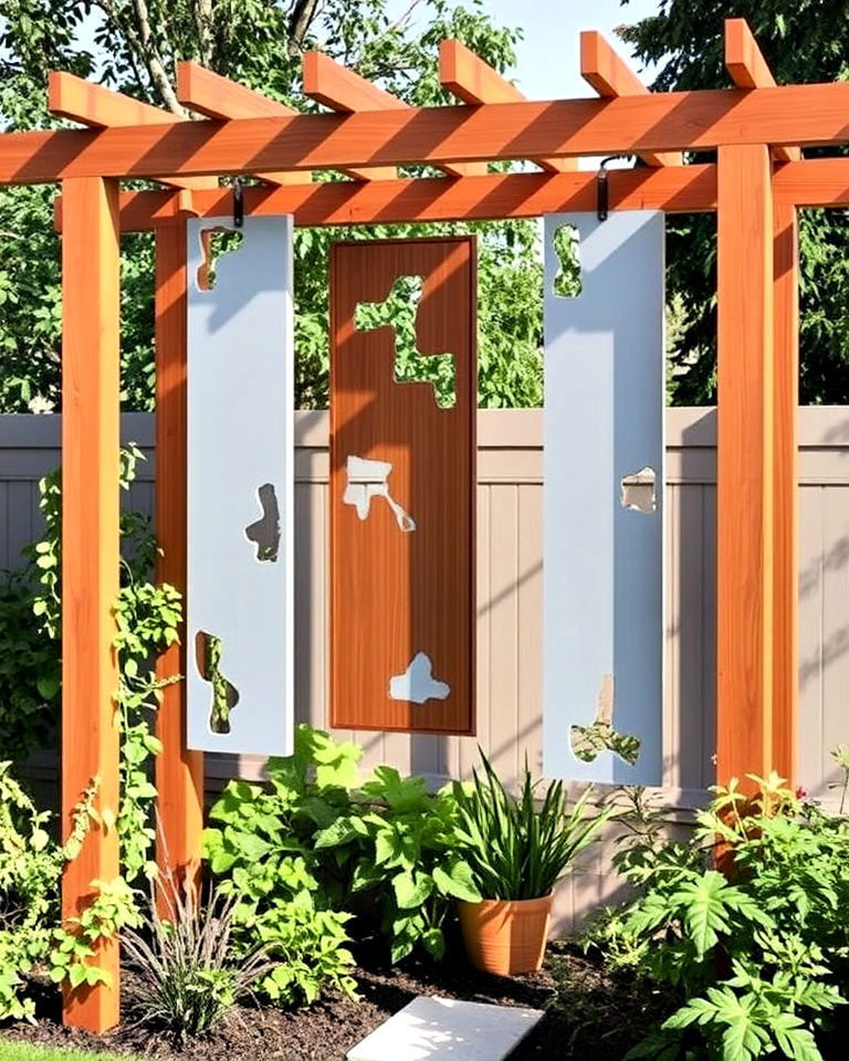 garden with floating panel arbor - 40 Garden Arbor Ideas