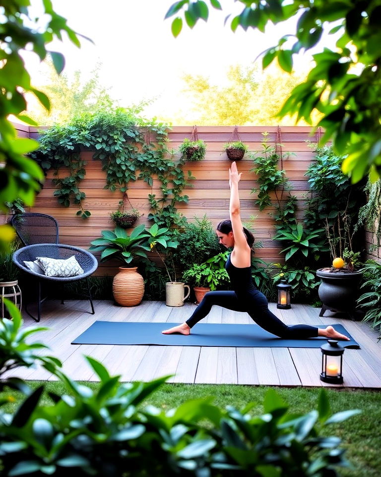 garden with open air yoga deck - 15 Garden Gym Ideas