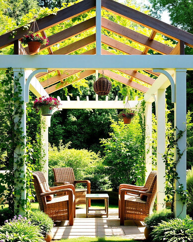 garden with pergola style arbor - 40 Garden Arbor Ideas