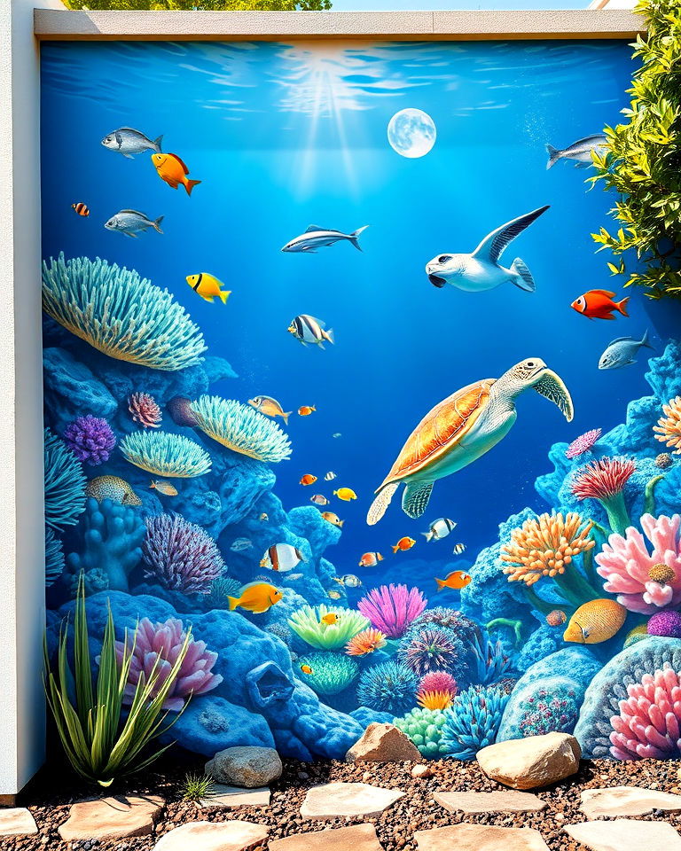garden with underwater wonderland mural - 30 Garden Mural Ideas