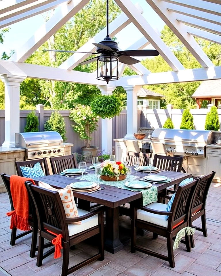 gazebo kitchen with outdoor dining area - 20 Outdoor Kitchen with a Gazebo Ideas