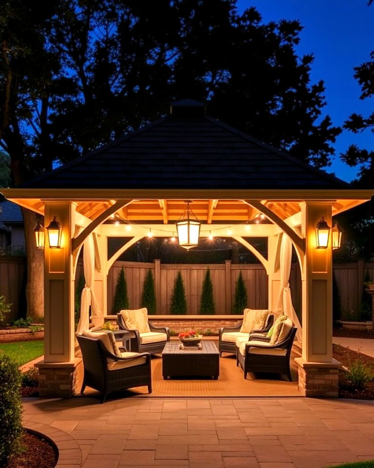 gazebo lighting for backyard - 40 Backyard Lighting Ideas