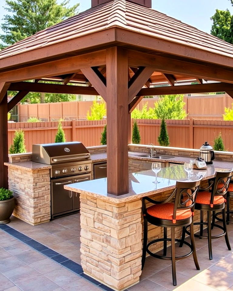 gazebo with barbecue island ideas - 20 Outdoor Kitchen with a Gazebo Ideas