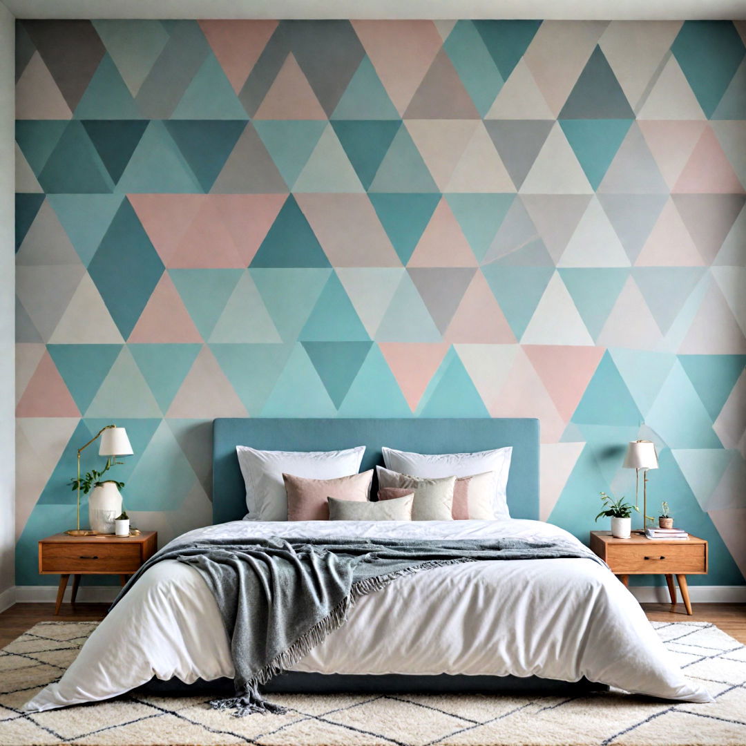 geometric accent wall with triangular shapes - 25 Geometric Accent Wall Ideas