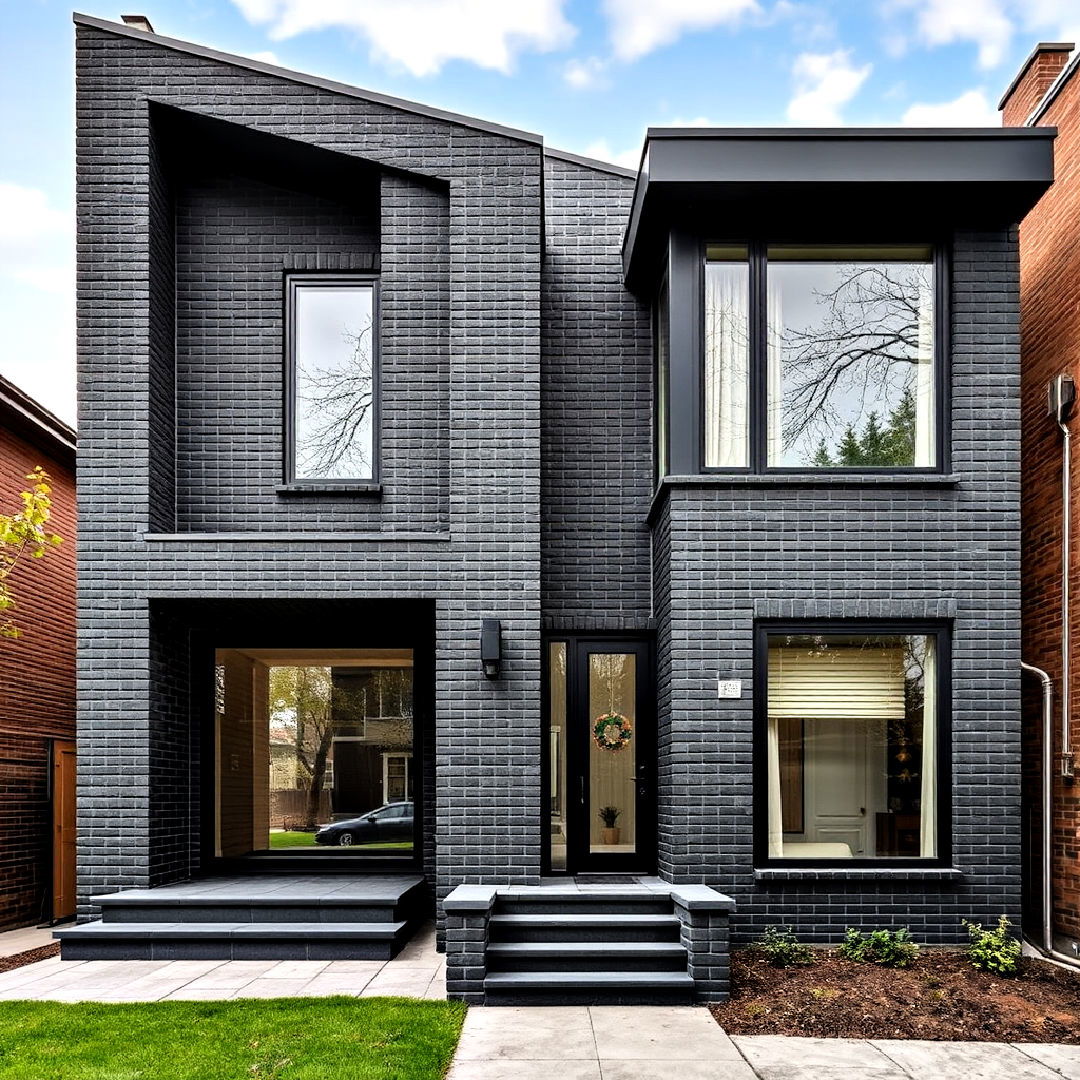 geometric architectural design for black brick house exterior - 40 Black Brick House Exteriors