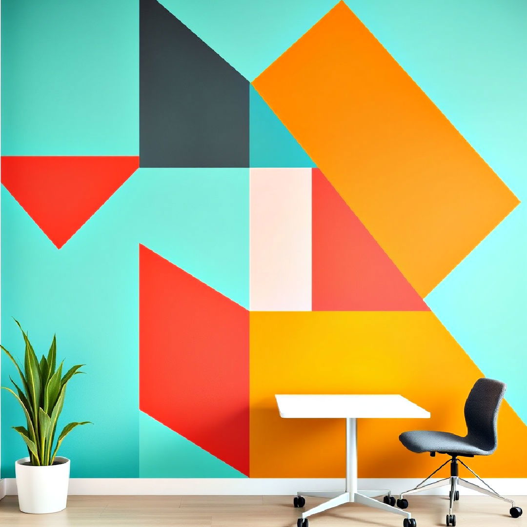 geometric color blocking wall - 25 Geometric Accent Wall Ideas