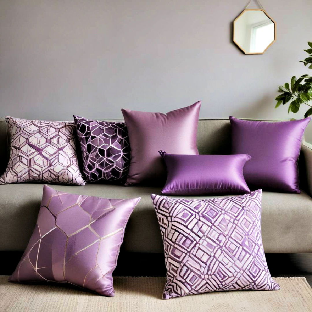 geometric cushions for purple living room - 25 Purple Living Room Ideas