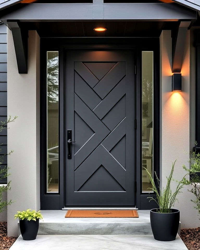 geometric design for slate grey front door - 25 Grey Front Door Ideas