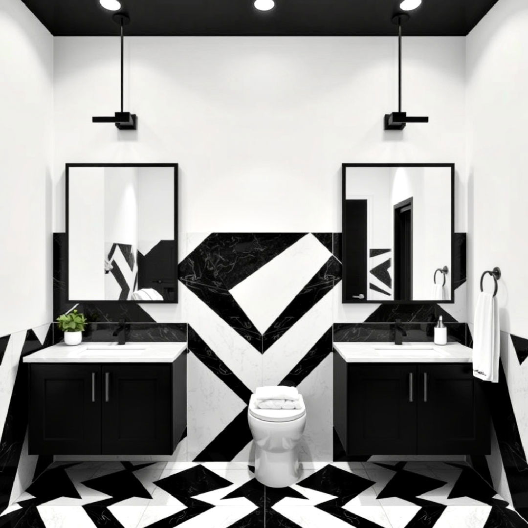 geometric design with black cabinets for bathroom - 25 Bathroom With Black Cabinets Ideas