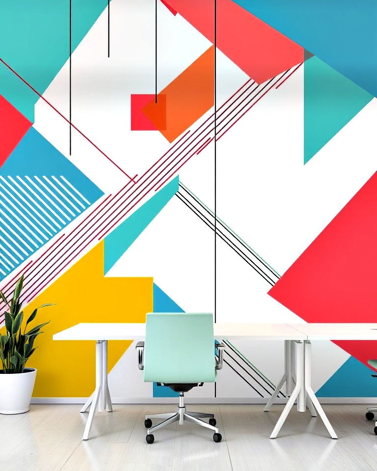 geometric mural for office wall - 25 Office Wall Murals