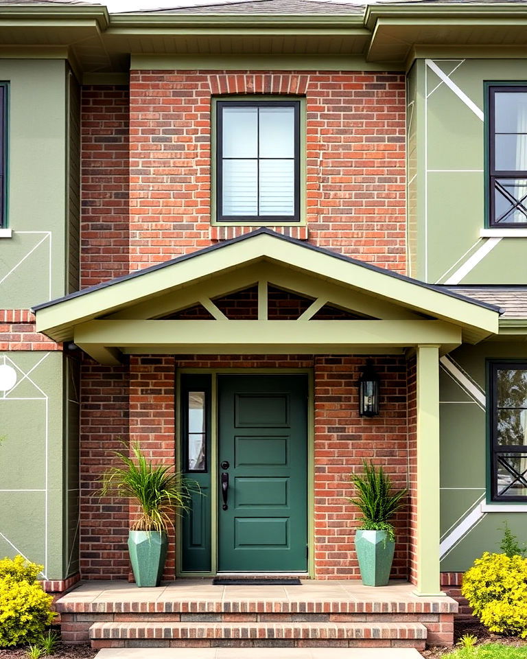 geometric pattern ideas - 30 Sage Green House Exterior Ideas
