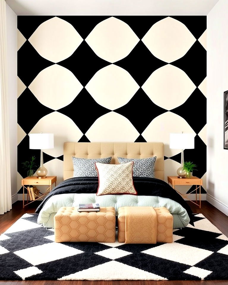 geometric patterns for cream and black bedroom - 35 Cream and Black Bedroom Ideas