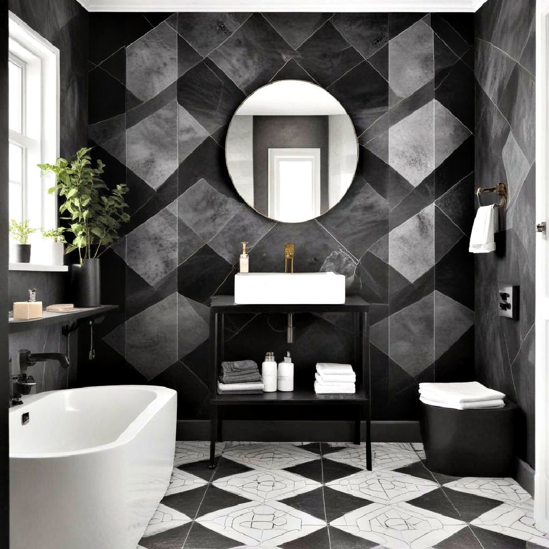 geometric patterns for grey and black bathroom - 20 Black and Grey Bathroom Ideas