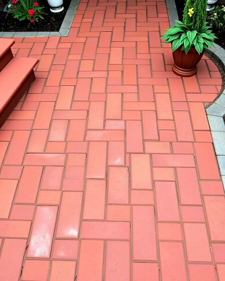 geometric paver patterns for patio - 20 Red Paver Patio Ideas