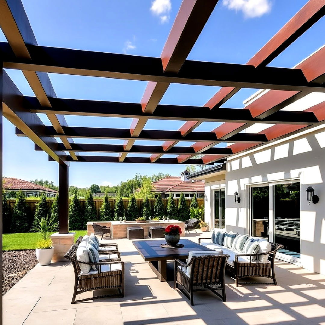 geometric pergola for a modern edge - 40 Patio With a Pergola Ideas
