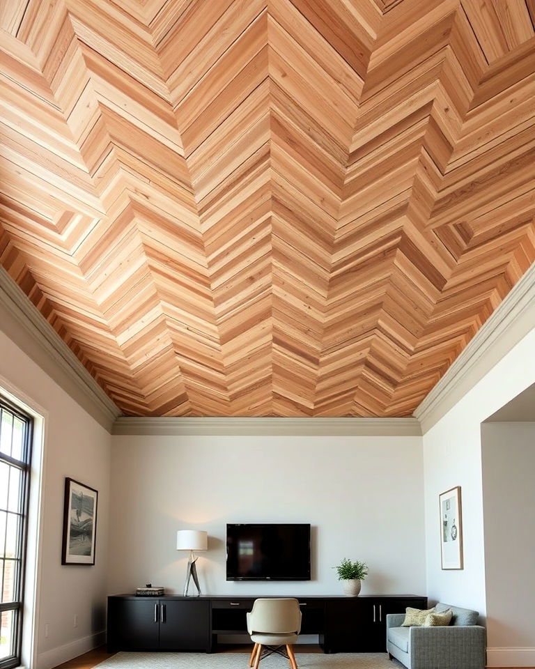 geometric tongue and groove ceiling design - 20 Tongue and Groove Ceiling Ideas