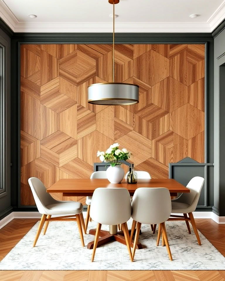 geometric wall panels for dining room - 25 Dining Room Wall Paneling Ideas