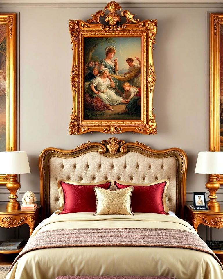 gilded wall art for royal bedroom - 20 Royal Bedroom Ideas