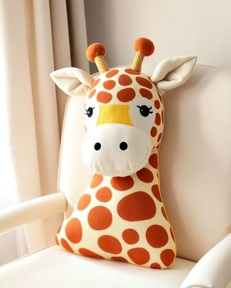 giraffe shaped pillow to add playful touch - 15 Giraffe Nursery Ideas