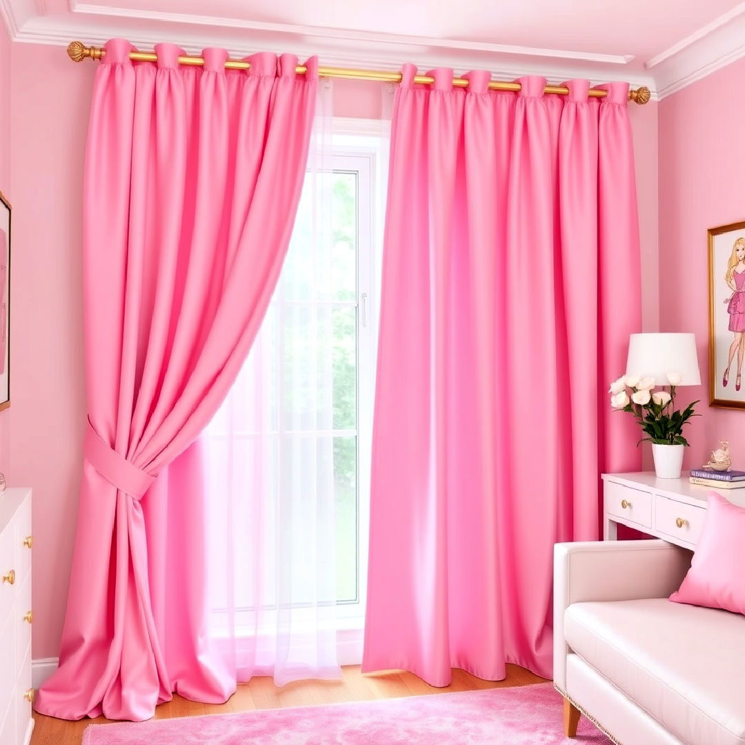 glam pink curtains for barbie room - 25 Barbie Room Ideas
