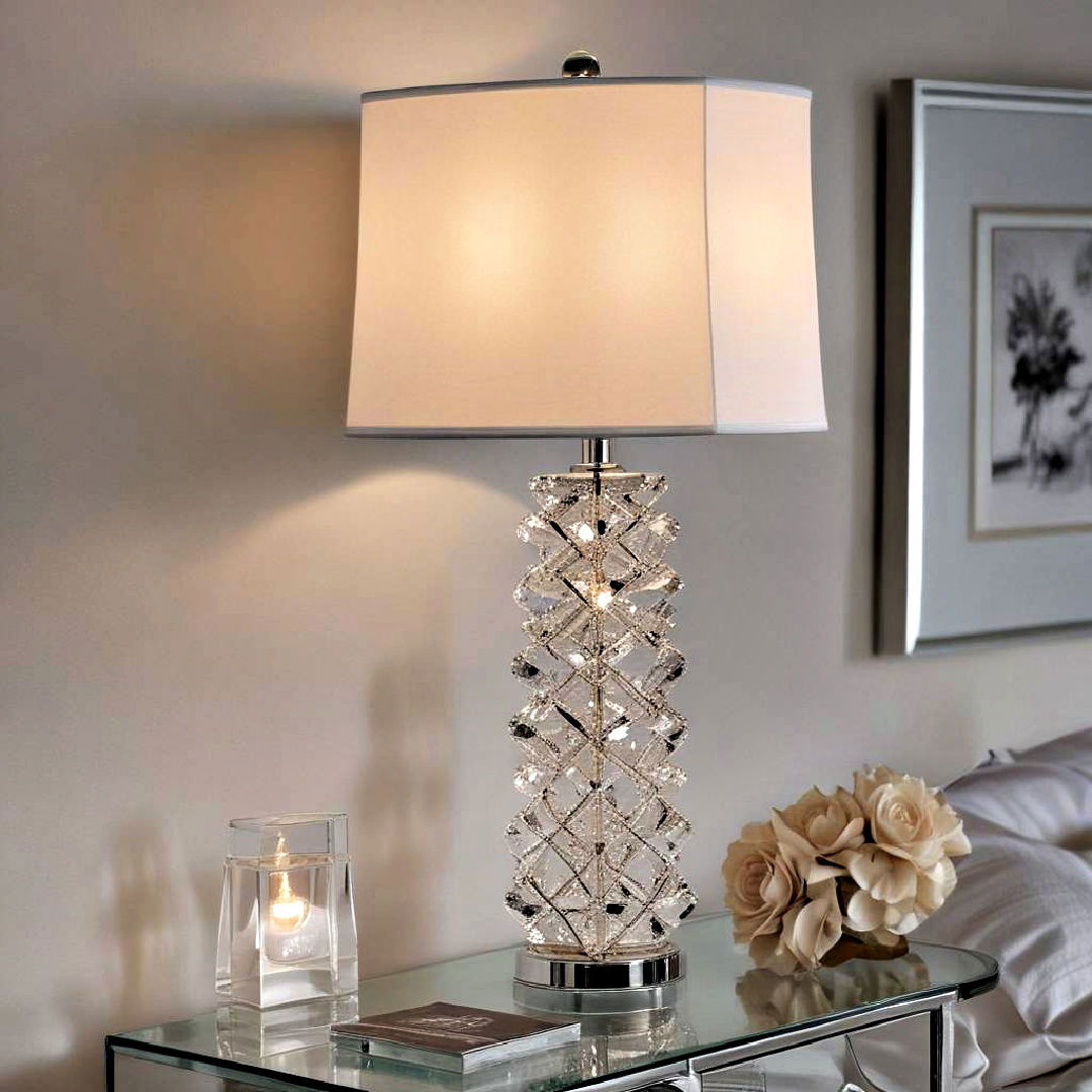 glamorous crystal table lamp - 40 Bedroom Lighting Ideas