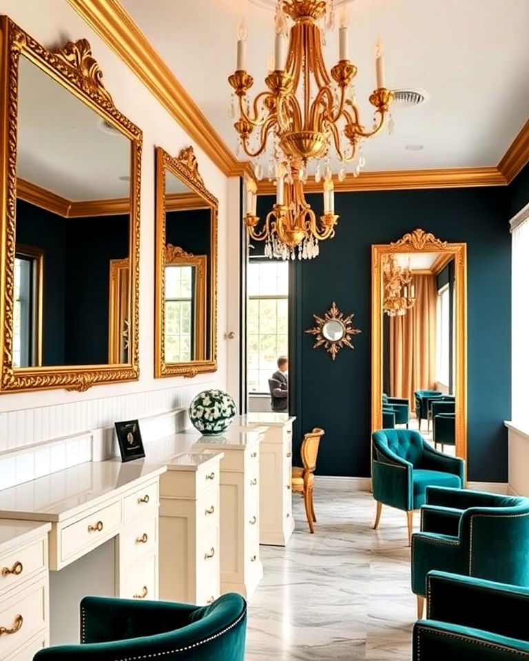 glamorous gold accents - 30 Nail Salon Interior Design Ideas