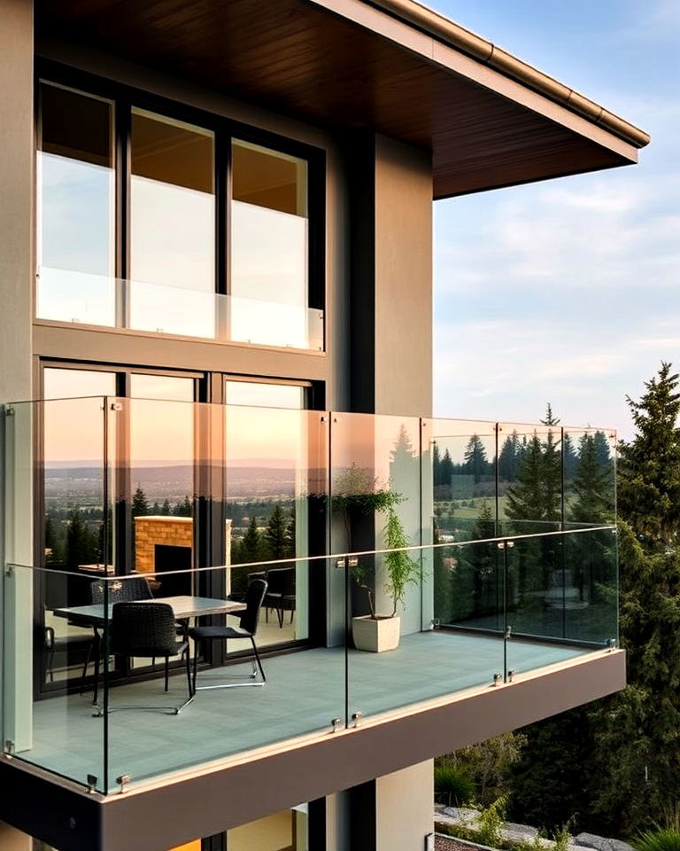 glass balcony for transitional home exterior - 30 Transitional Home Exterior Ideas
